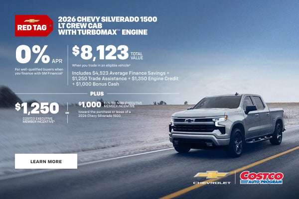2026 Chevy Silverado 1500
LT Crew Cab with TurboMax Engine. 0% APR
For well-qualified buyers when...